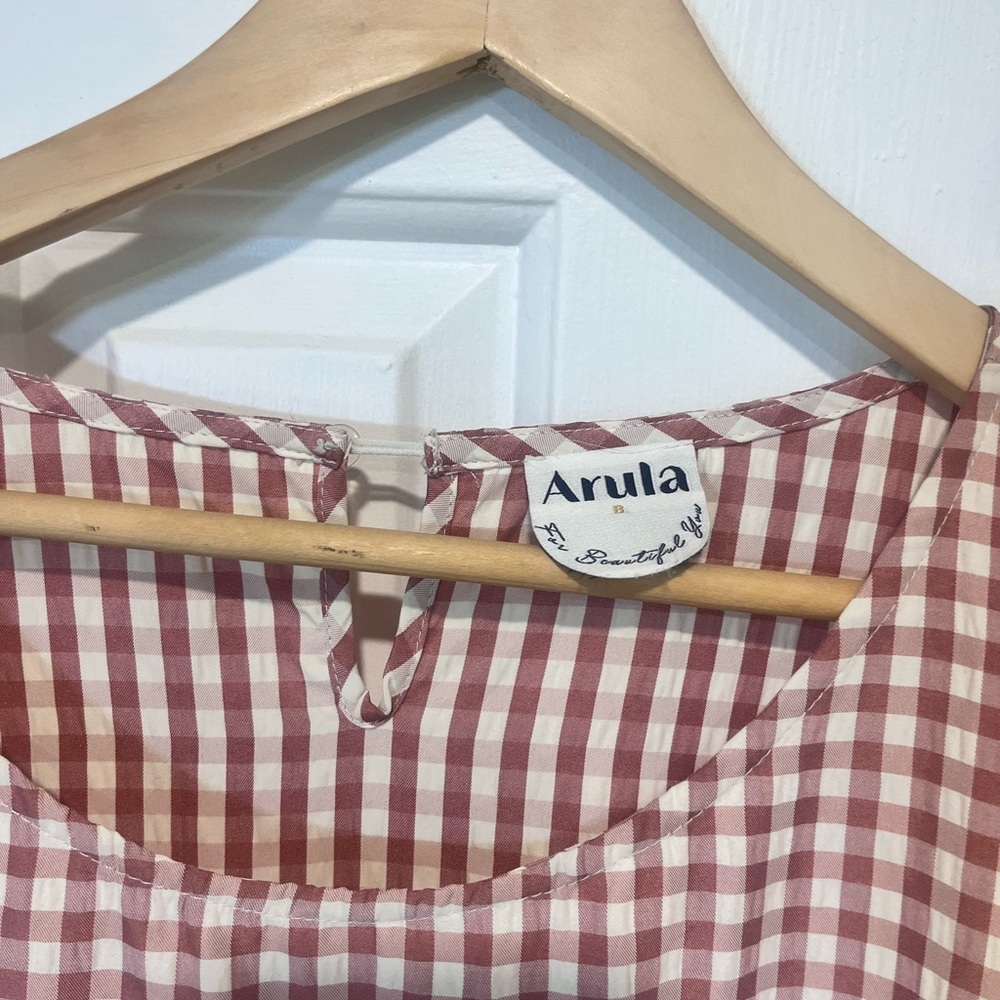 ARULA Pink and White Gingham Tiered Casual Dress - Picture 3 of 3